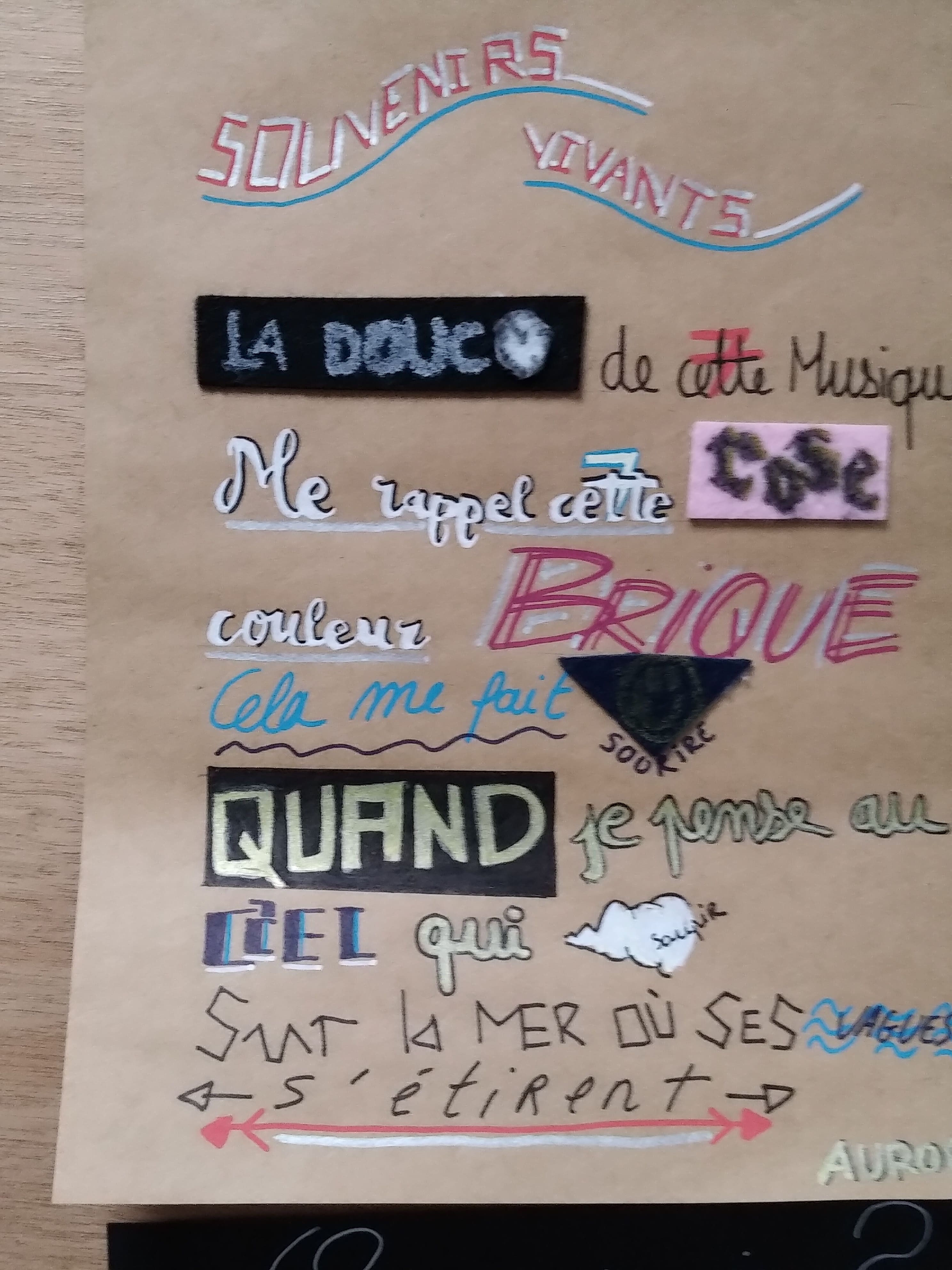 texte écrit sur papier kraft, le titre est souvenirs vivants